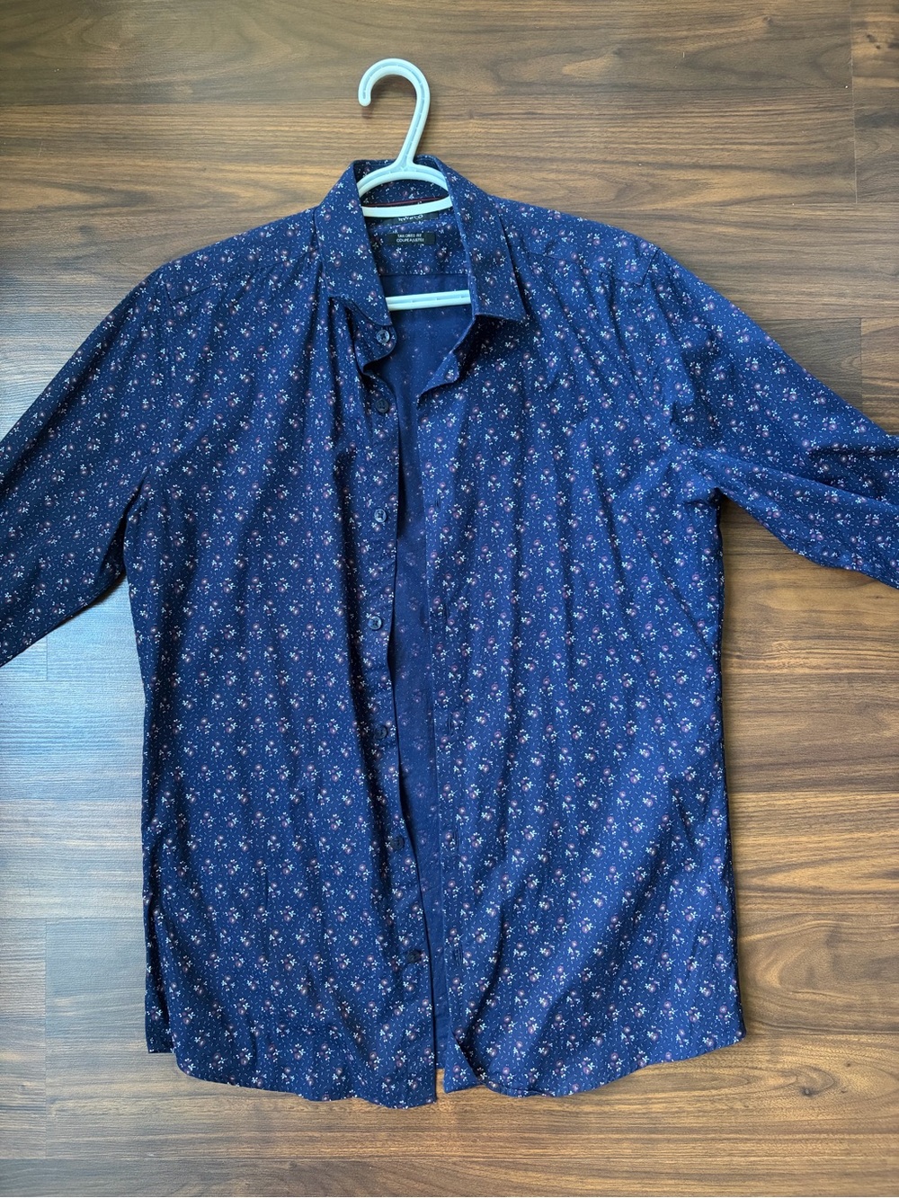 RW&Co - Men's Navy Floral Button-Down Shirt - Casual Dress Shirt - new 15.5 med